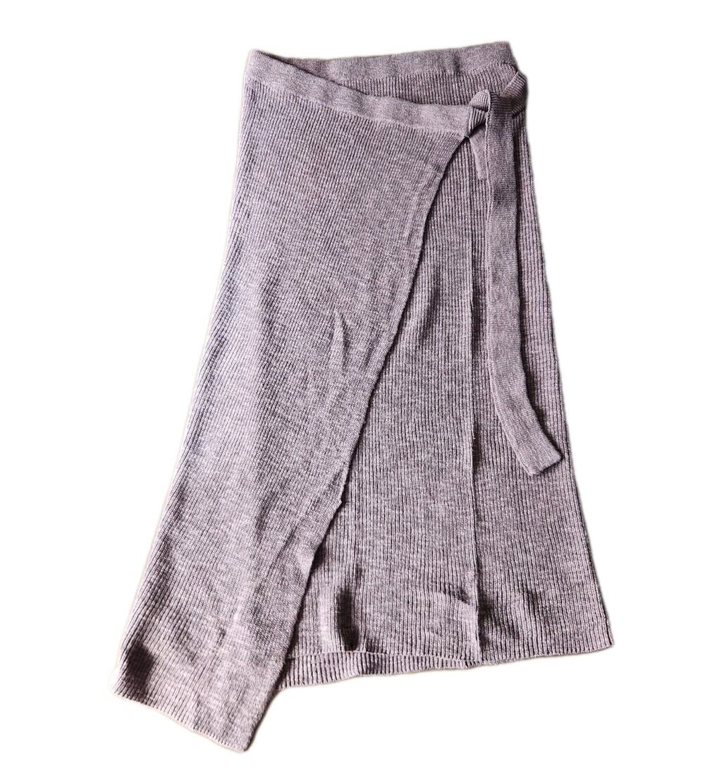Free People Beach Sweater Knit Midi Wrap Skirt Cotton Linen Size Medium BOHO